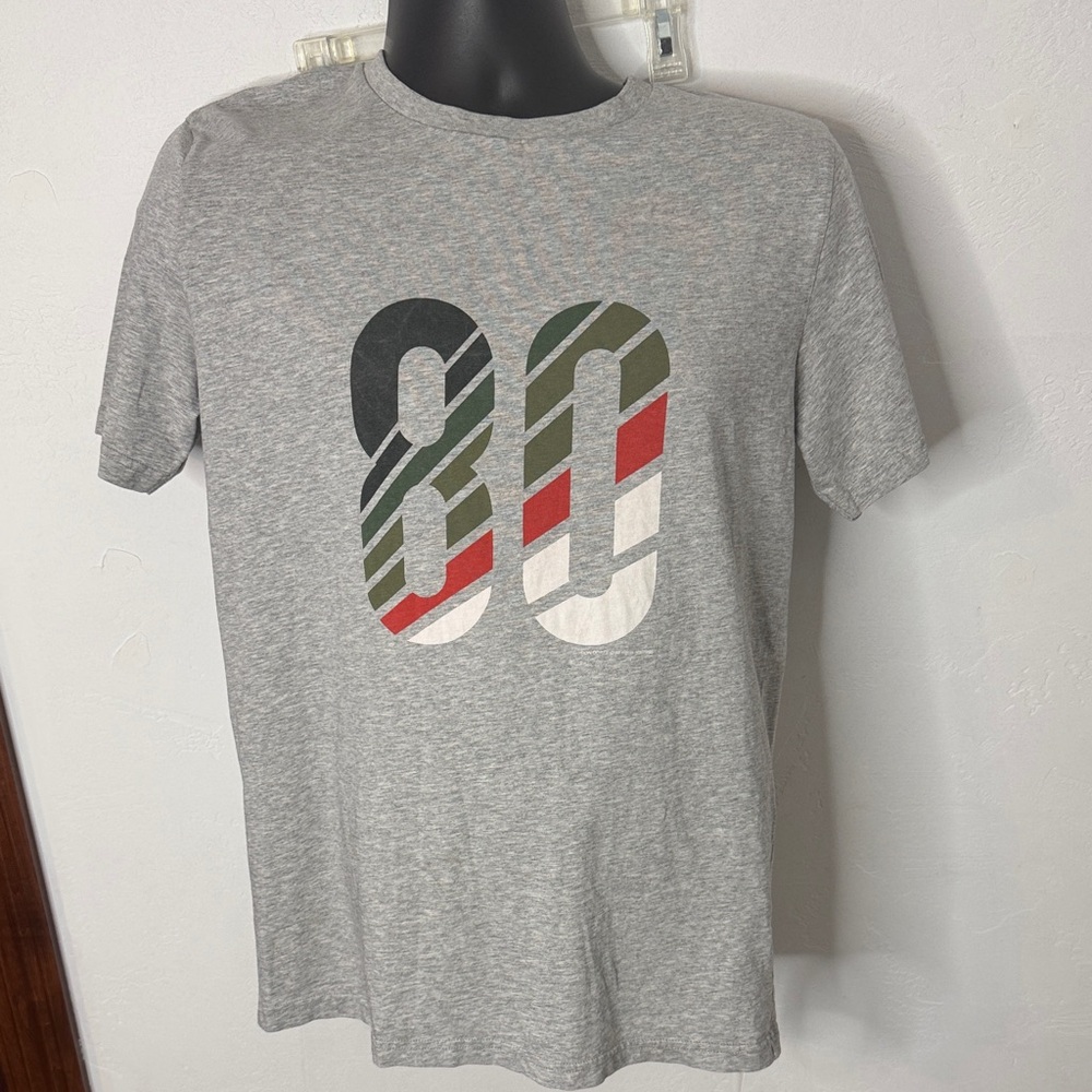 Ron Dorff Gray Graphic T-Shirt with 80 Print Size M